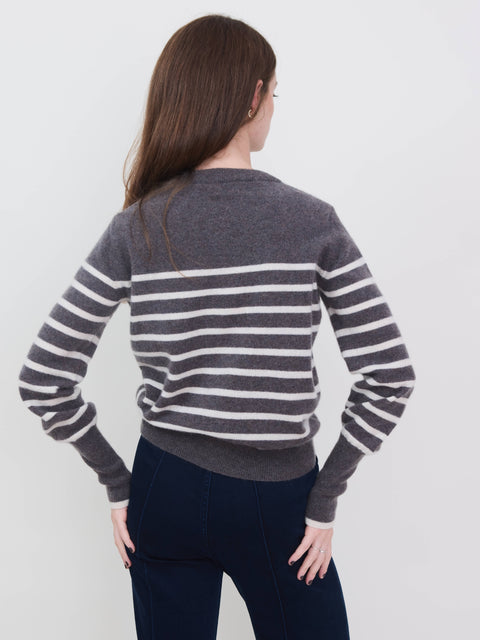 Light Striped Crew, beaver/silk