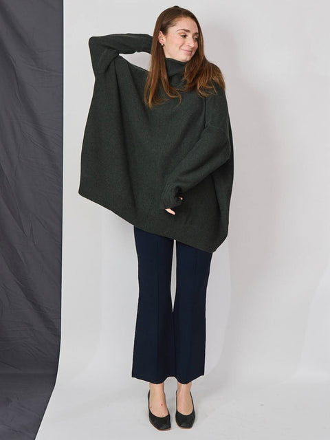 Oversized Turtleneck, Deep Olive