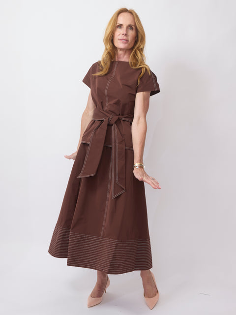 Paneled Hem Skirt, Chocolate