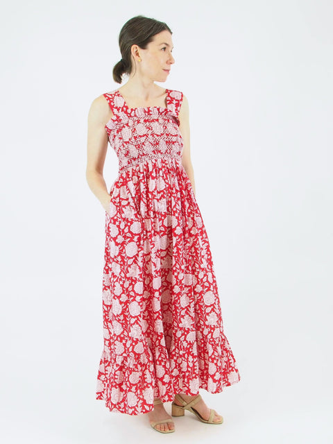 Garden Dress, Red Zinnia
