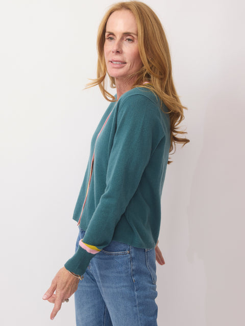 V-Cardigan, teal twilight