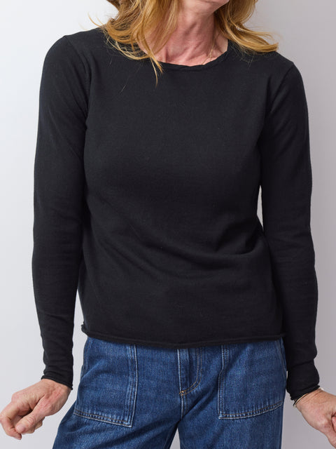 Cotton/Cashmere L/S Crew, black