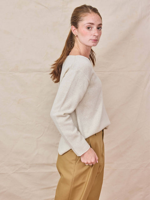 Wool/Silk Pullover, Ivory