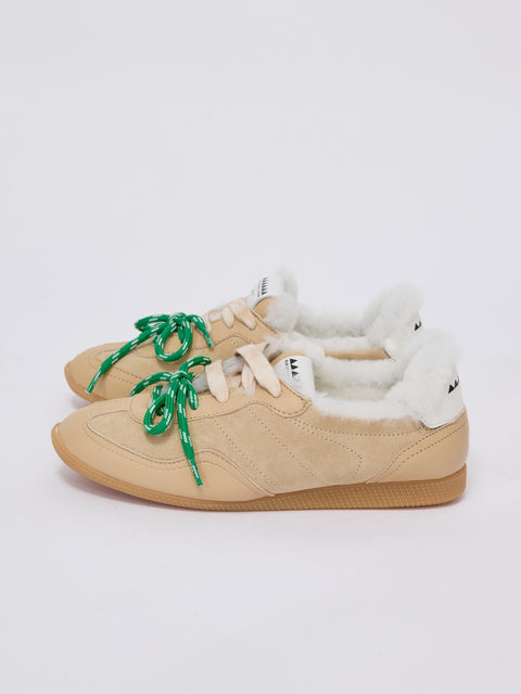 Ballet Sneaker, Beige Suede Shearling