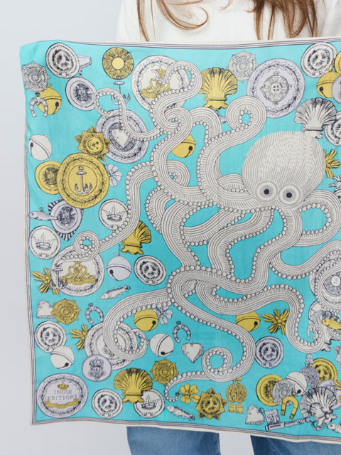 Carre 65 Octopus Turquoise