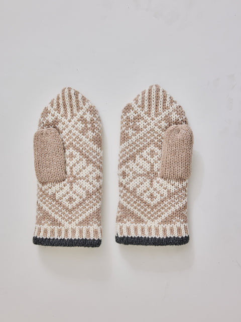 Nordic Wool Mitt, Beige/Off White