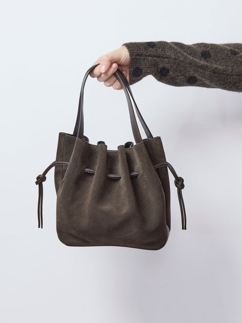 Mini Scallop Tote Suede, Ganache
