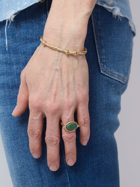 Saturn Jade Bronze Adjustable Ring