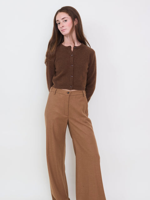Cropped Cardigan, castagno