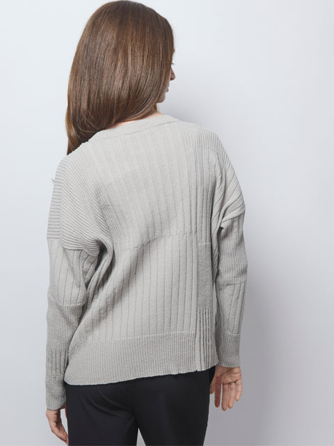 Textured Stripe Pullover, Cool Grey