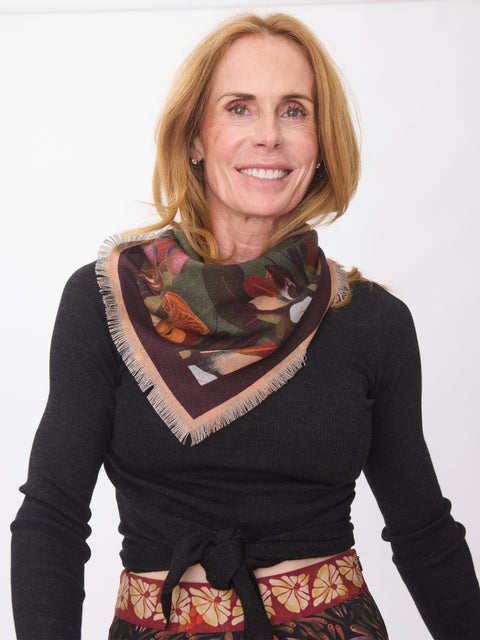 Grido Reversible Wool Scarf, Autumnal Mushrooms