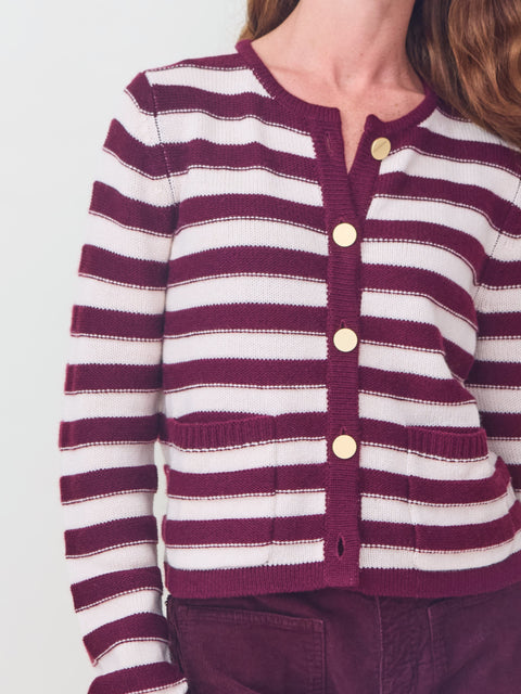 Textured Stripe Cardigan, sloe gin