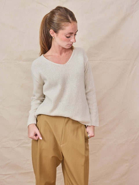 Wool/Silk Pullover, Ivory