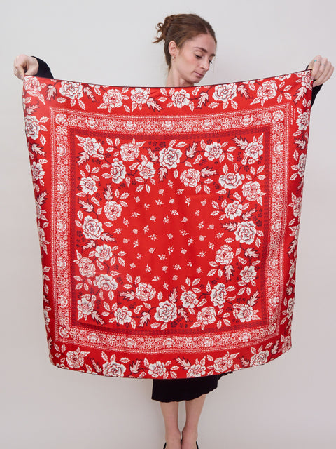 Rosey in Red Hot, silk wild rag
