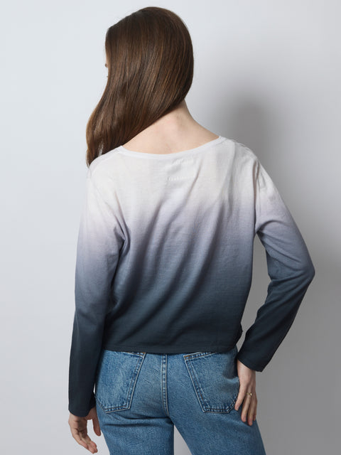 Cotton L/S Scoopneck, Charcoal Ombre
