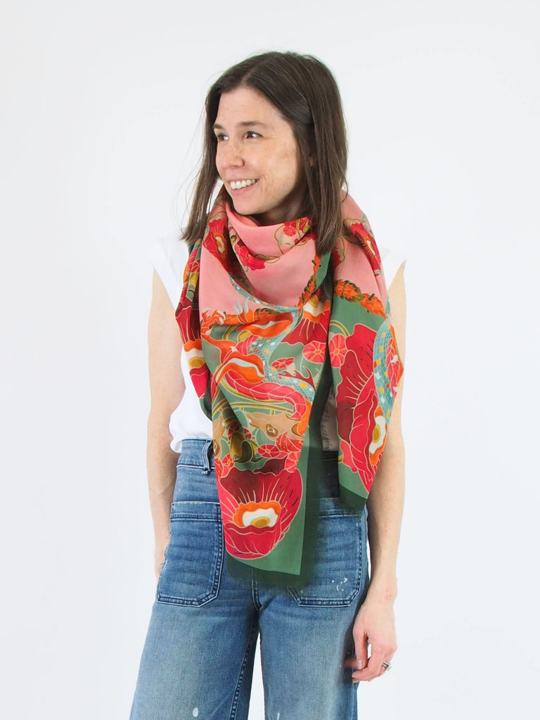 Diletto Scarf, Flowers & Dragons