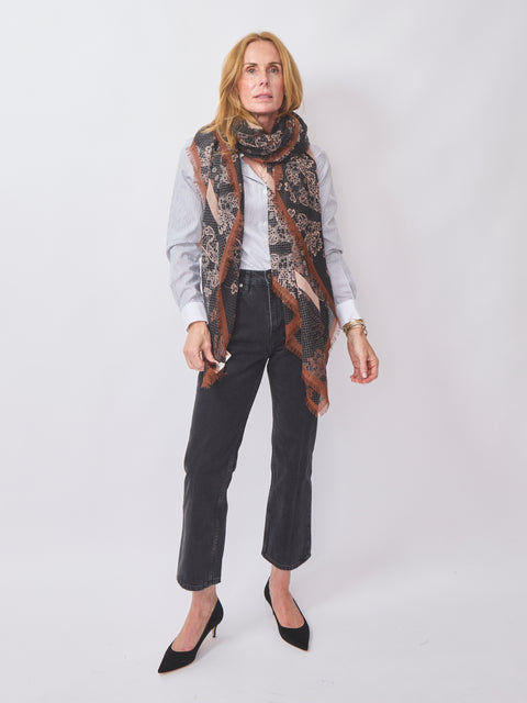 Calvin Scarf, Brown Fall Floral