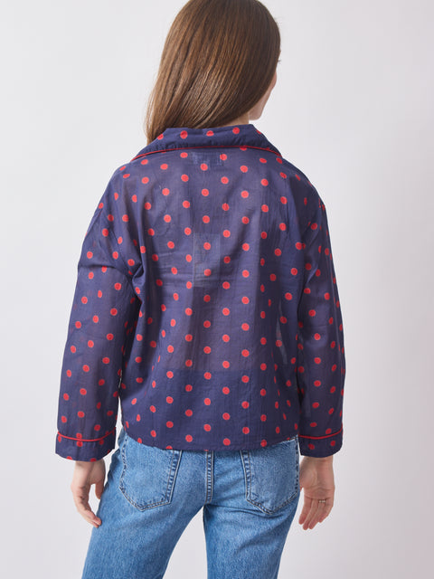 Reese Top, Navy Dot