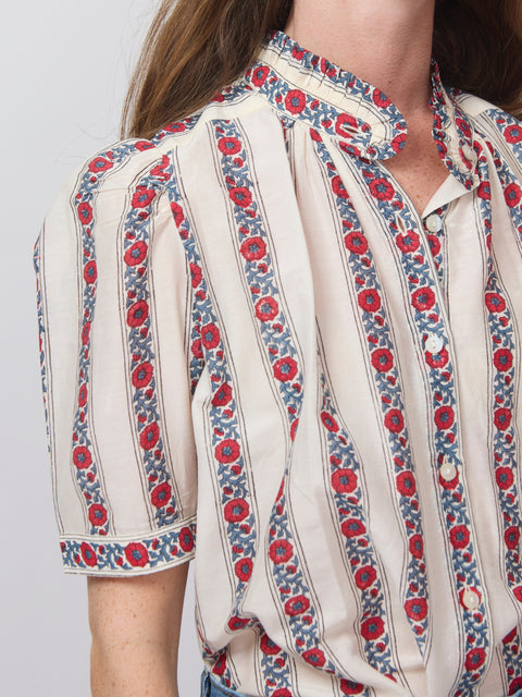 Winnie Roseband Stripe Shirt, Off-White