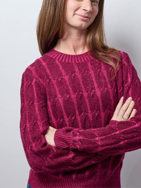 Plaited Cable crew, cranberry