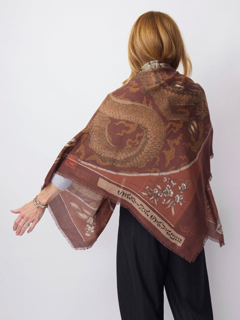 Chasing the Pearl, 135cm silk/wool, Cinnabar Lacquer