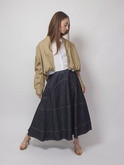 Lime, dark blue denim