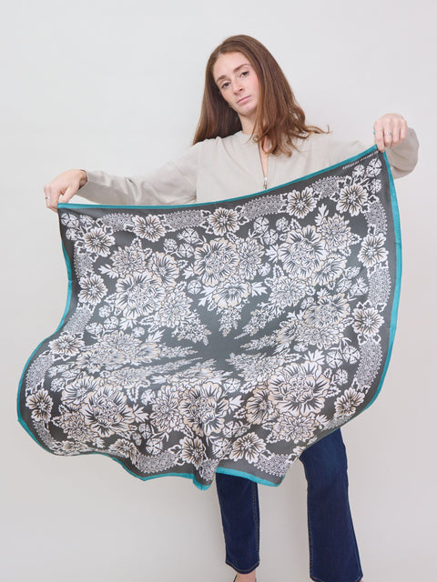 Blossom in Iron, silk wild rag