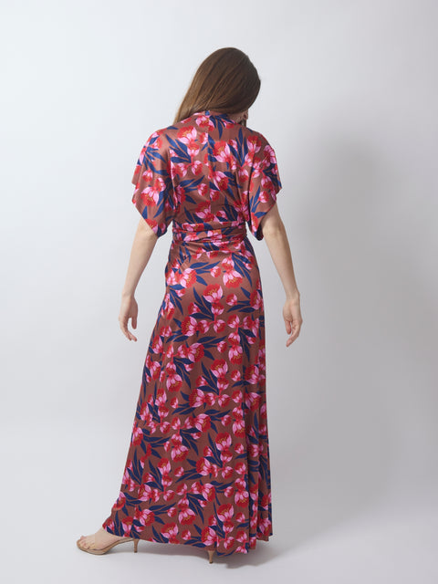 Corvo Wrap Dress, pink & blue
