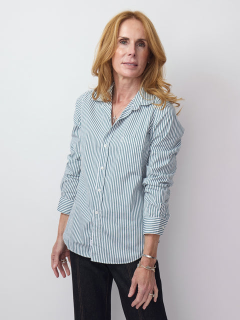 Barry Button-Up, Green Stripe