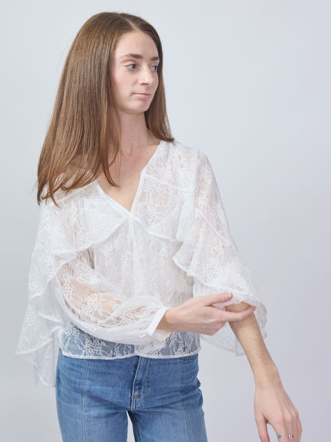 Hazan Ruffle Top, Cream