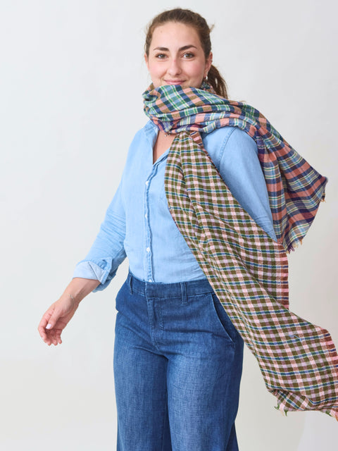 Multi Check Stole, forest