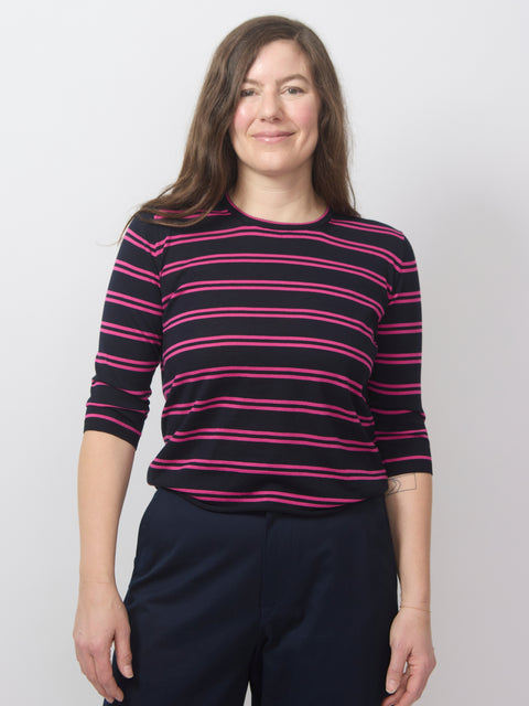Elbow Sleeve Pullover, navy/pink