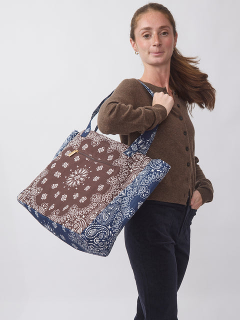 Bailey Tote, Brown/Navy