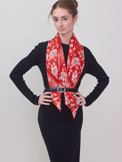 Rosey in Red Hot, silk wild rag