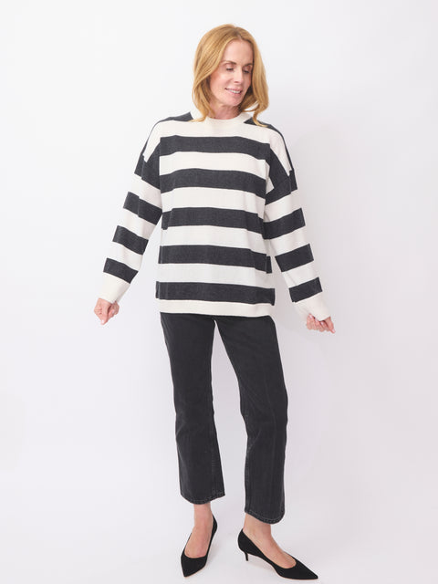Boyfriend Striped Sweater, Multi