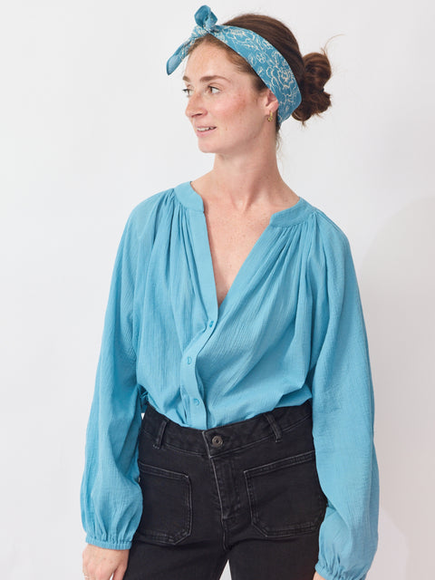 Cotton Rosey Bandana, Faded Blue
