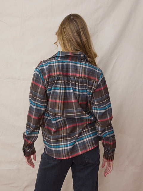 Celeste Flannel, Brown/Teal