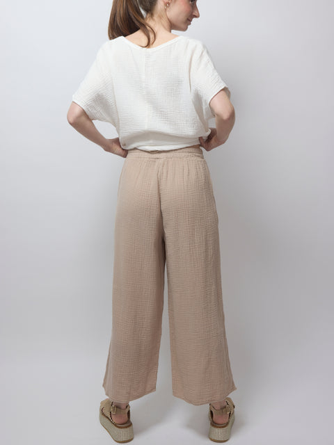 Easy Gauze Pant Wide, Sand Beige