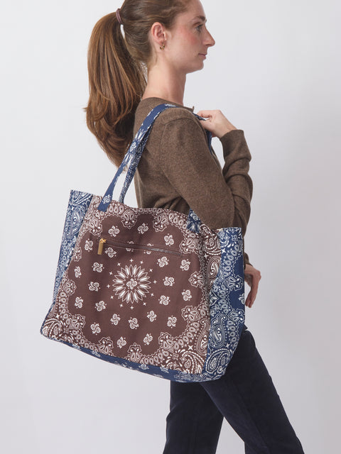 Bailey Tote, Brown/Navy