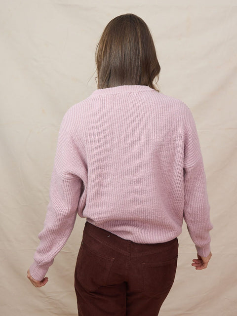 Crewneck Pull-On Sweater, Dusty Pink