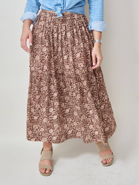 Francoise Skirt, cocoa floral