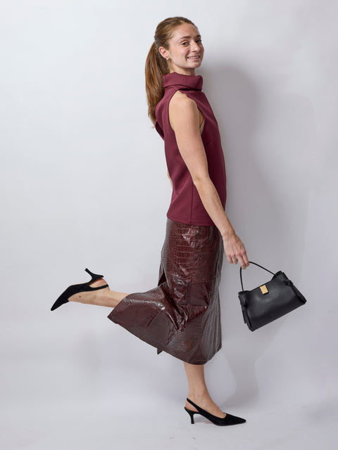 Top Weave Wool Halter, Merlot
