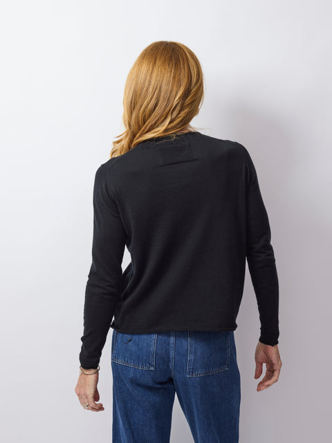Cotton/Cashmere L/S Crew, black