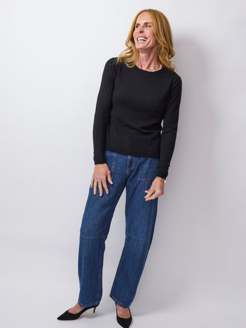 Cotton/Cashmere L/S Crew, black