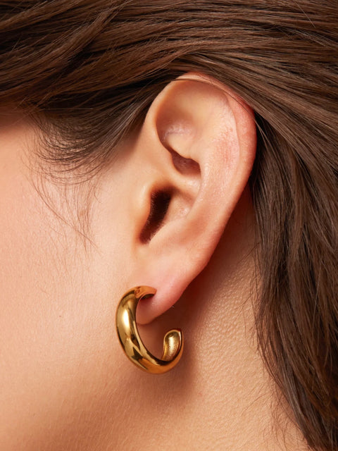 Staple Hoops Medium, Gold