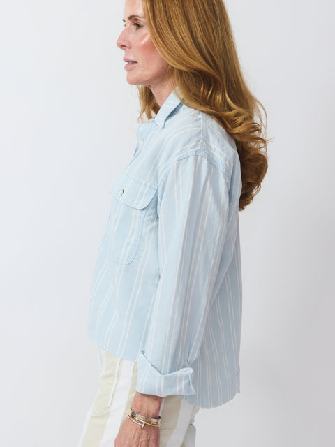 Crosby Stripe, blue linen