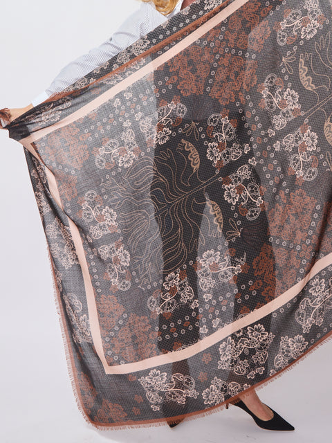 Calvin Scarf, Brown Fall Floral
