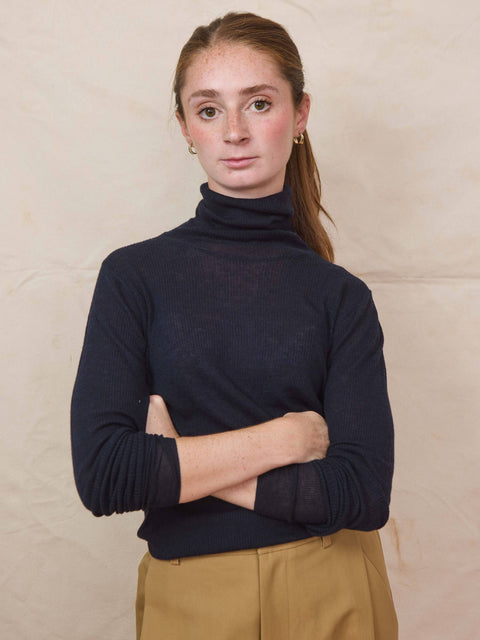 Tissue Turtleneck, Navy