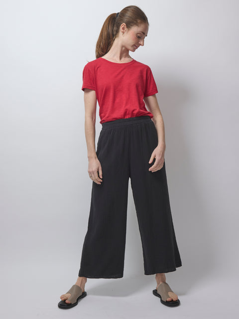 Easy Wide Gauze Pant, Black