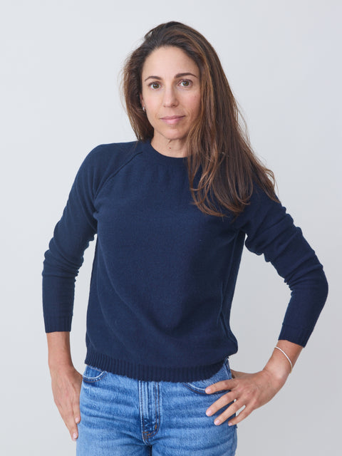 Round Neck Pullover, navy